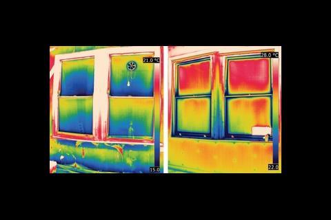 Thermal images of 70A Aubert Park before and after show significantly reduced heat loss.